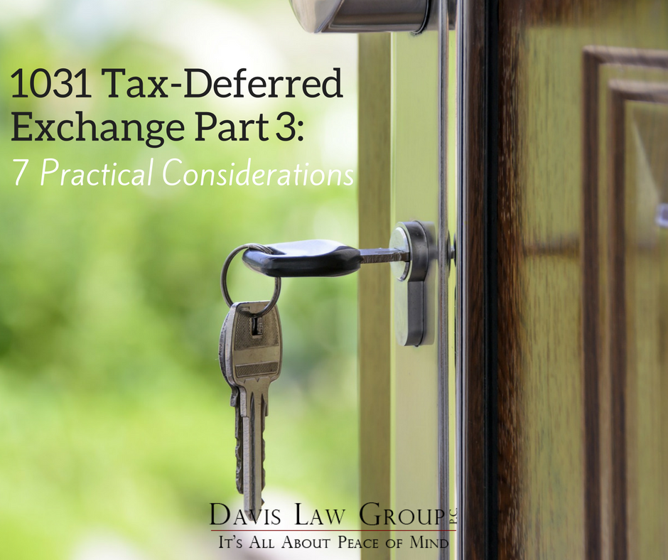 1031 Tax Deferred Exchange- part 3